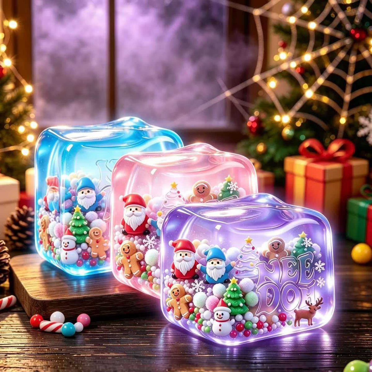 Christmas Nice Cube, NeeDoh Style Squish Fidget Stress Toy