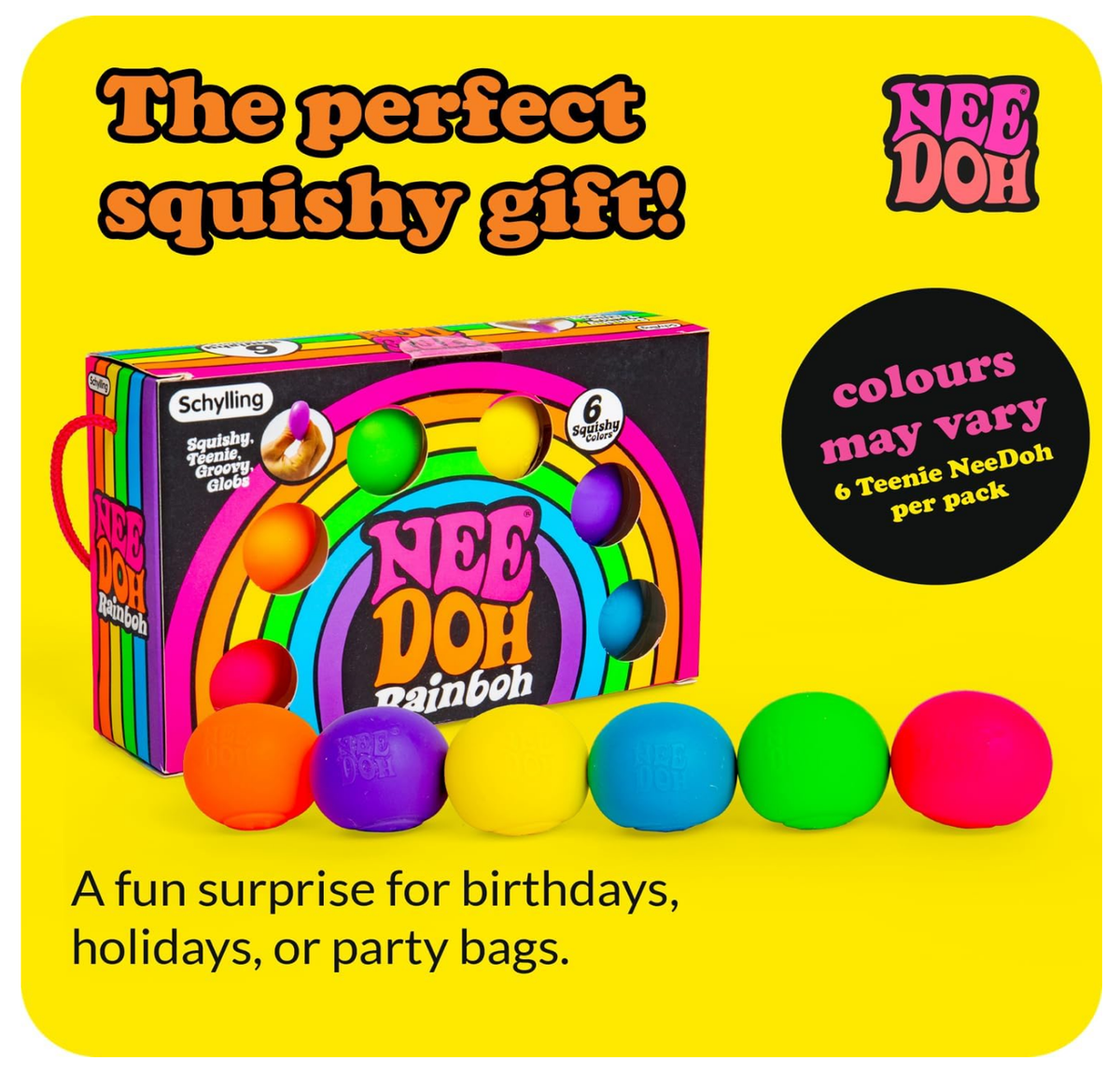 Rainbow Teenie NeeDoh 6-Color Squishy Sensory Stress Relief Ball