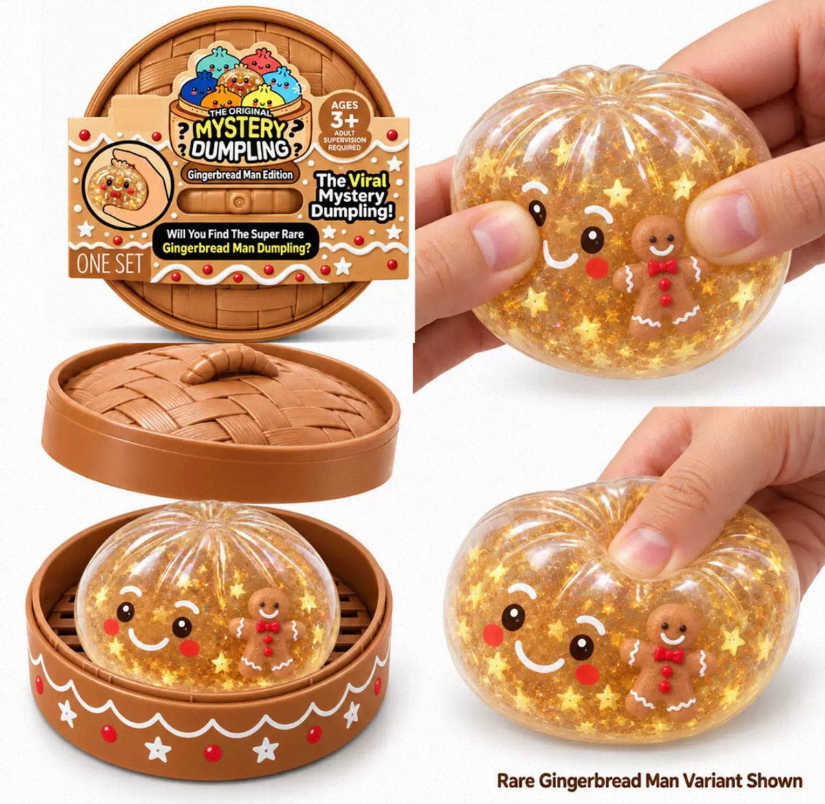 The Viral Mystery Holiday Dumpling Gingerbread man Edition Squishy