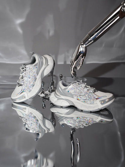 Silver Thick Bottomed Sneakers