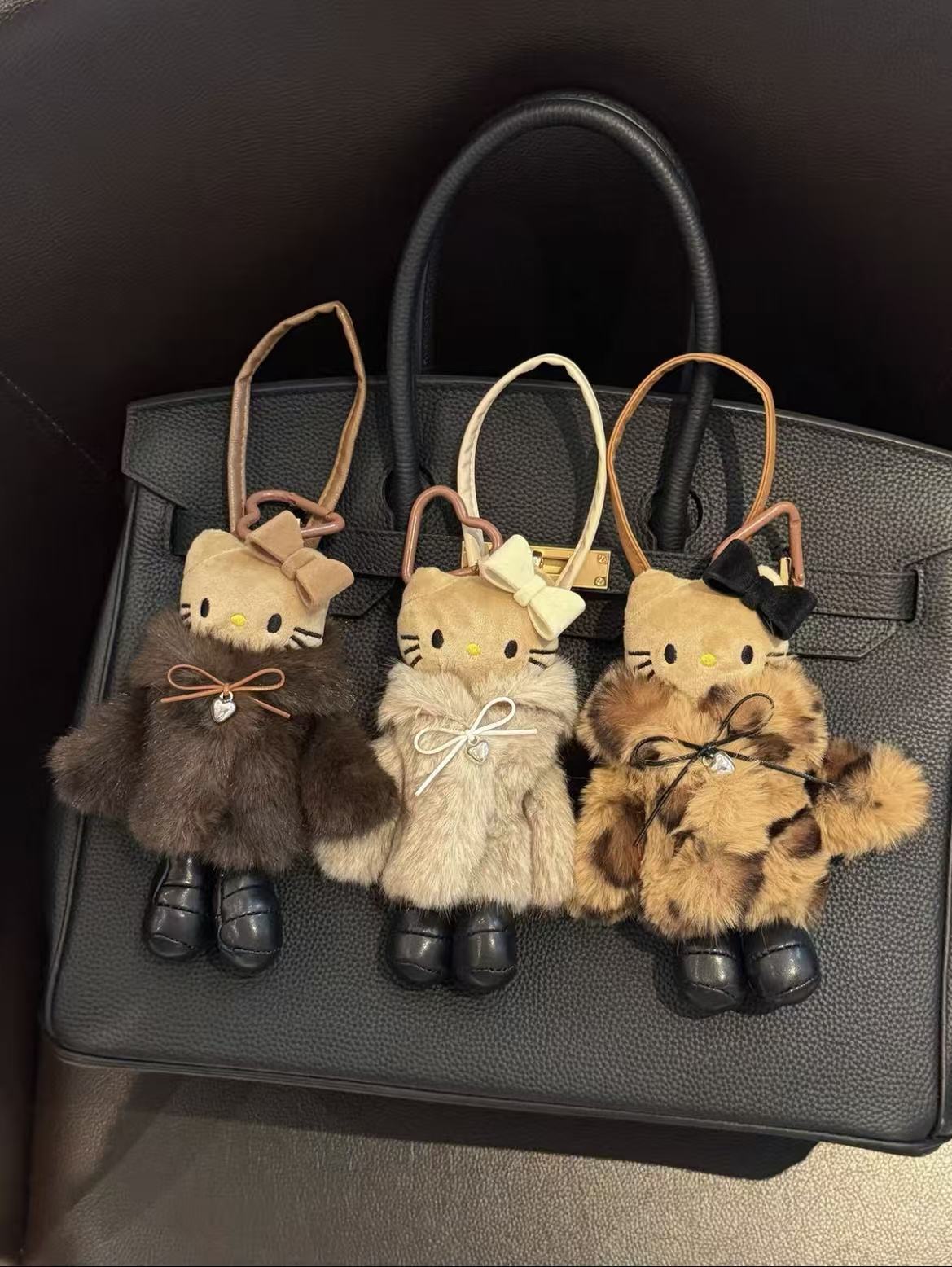 New Arrival: Melard Fur Long-Legged Black Kitty Bag Charm Luxury KT Cat Plush Keychain Gift