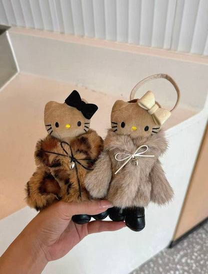 New Arrival: Melard Fur Long-Legged Black Kitty Bag Charm Luxury KT Cat Plush Keychain Gift